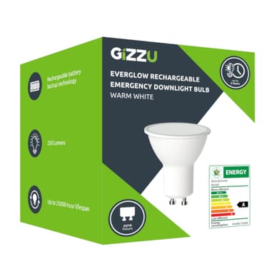 Gizzu Everglow Rechargeable Warm White Emergency Downlight Bulb