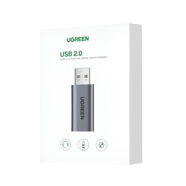UGREEN CM383-80864 USB-A to 3.5mm Audio Jack External Sound Adapter - Silver