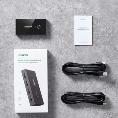 UGREEN USB 2.0 4-Port Switch Box, with 1.5m USB Cables