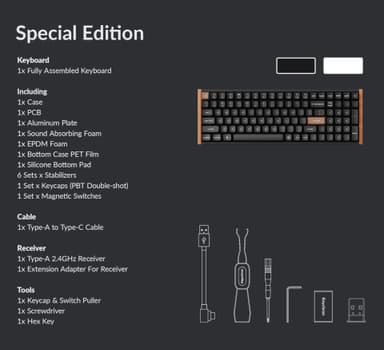 Keychron K4 HE 96% Magnetic Switch Hot-Swap RGB Wireless Keyboard – White (Wood + Aluminium)