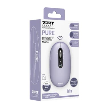 Port Connect PURE MAC Rechargeable Wireless and Bluetooth Mouse - Iris