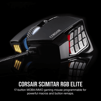 Corsair SCIMITAR RGB ELITE Optical 18 000 DPI MOBA/MMO Gaming Mouse - Black