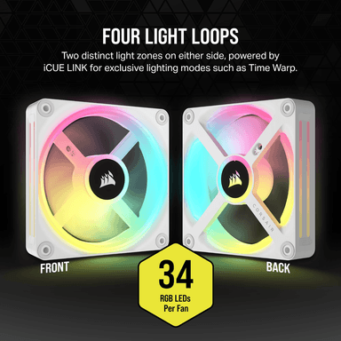 Corsair iCUE LINK QX120 RGB 120mm PWM PC Fan Expansion Kit - White